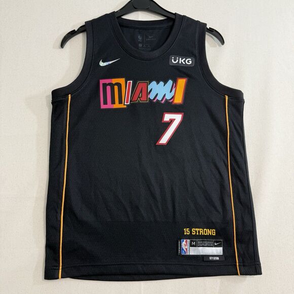 Kyle Lowry #7 Miami Heat Black Jersey 75th Edition Dri Fit NBA Size Kids 10/12 - Picture 1 of 8